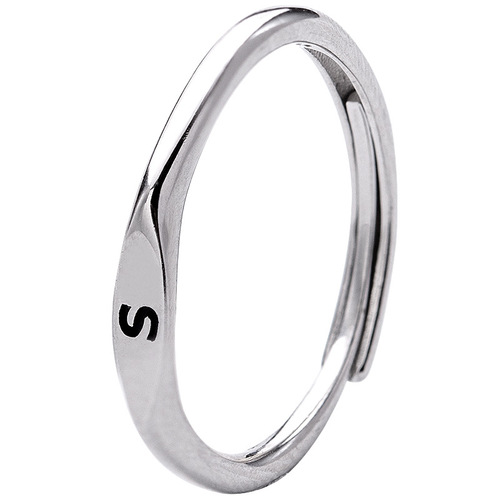 Under the banyan tree 925 silver 26 letter ring women niche design light luxury plain ring open index finger ring ins trend