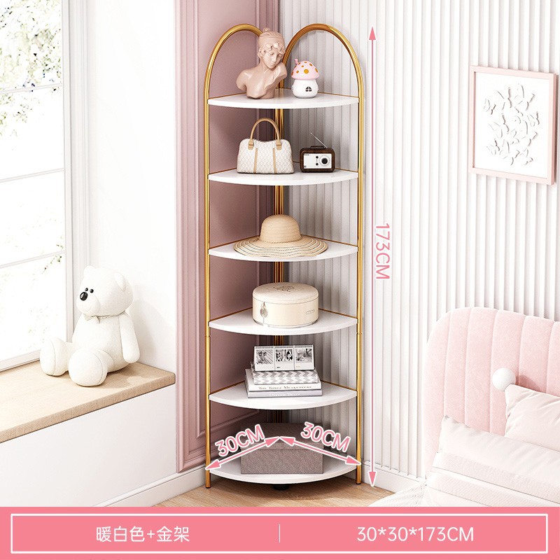 Estantería piso hogar sala de estar simple estante de almacenamiento esquina estantería integrada pared multi-capa Esquina de almacenamiento de hierro rack