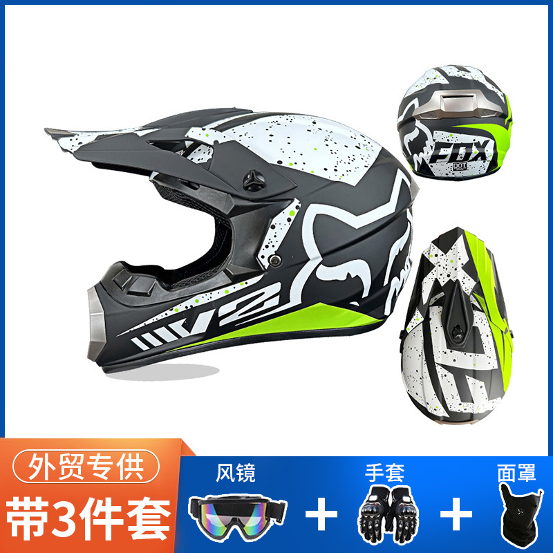 Three-Piece Fox Helmet Dot Certified Atv Helmet Cycling Helmet Off-Road Helmet Mountain Bike Full-Face Helmet Go-Kart Helmet Three-Piece Fox Helmet Dot Certified Atv Helmet Cycling Helmet Off-Road Helmet Mountain Bike Full-Face Helmet Go-Kart Helmet