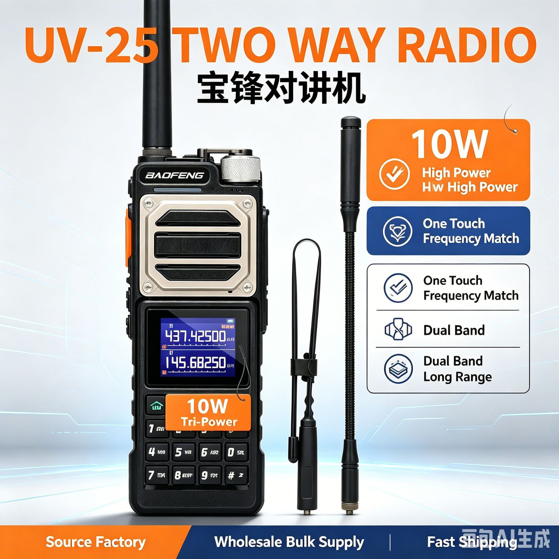 바오펑 무전기 uv-25 바오펑 무전기 야외용 기기 10km 대출력 핸드헬드 무전기 야외 캠핑 무선
