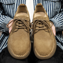 反绒皮鞋子男鞋2025新款秋季工装鞋男士软底低帮马丁鞋真皮耐穿