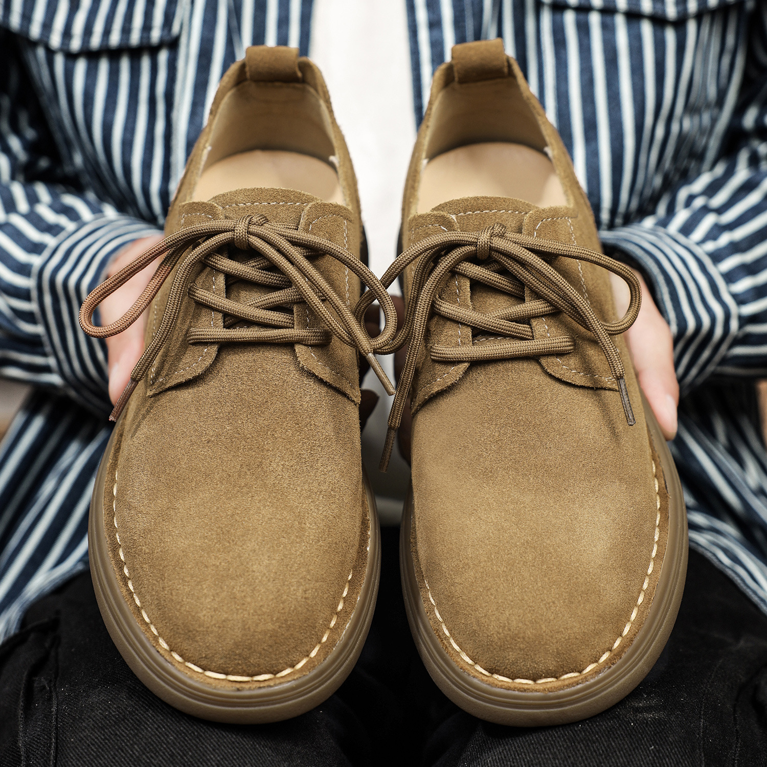 反绒皮鞋子男鞋2025新款秋季工装鞋男士软底低帮马丁鞋真皮耐穿