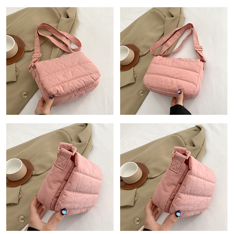 Daily casual simple small square bag Korean spring lightweight personality design popular shoulder crossbody horizontal small square bag_voghion.com