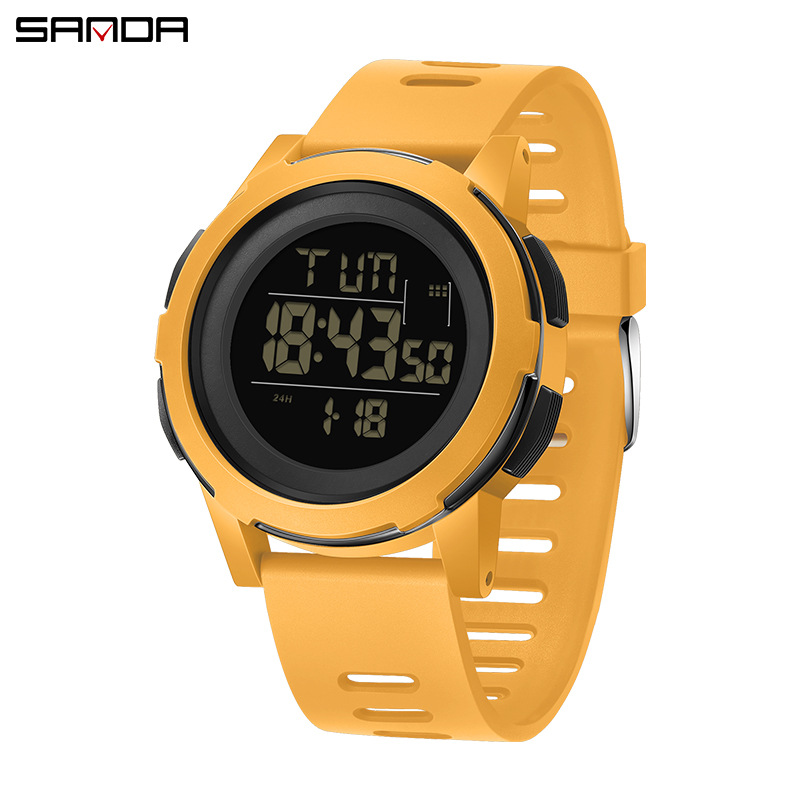Sanda2188 reloj electrónico de pantalla única tendencia de moda coreana luz nocturna despertador impermeable reloj electrónico 2188