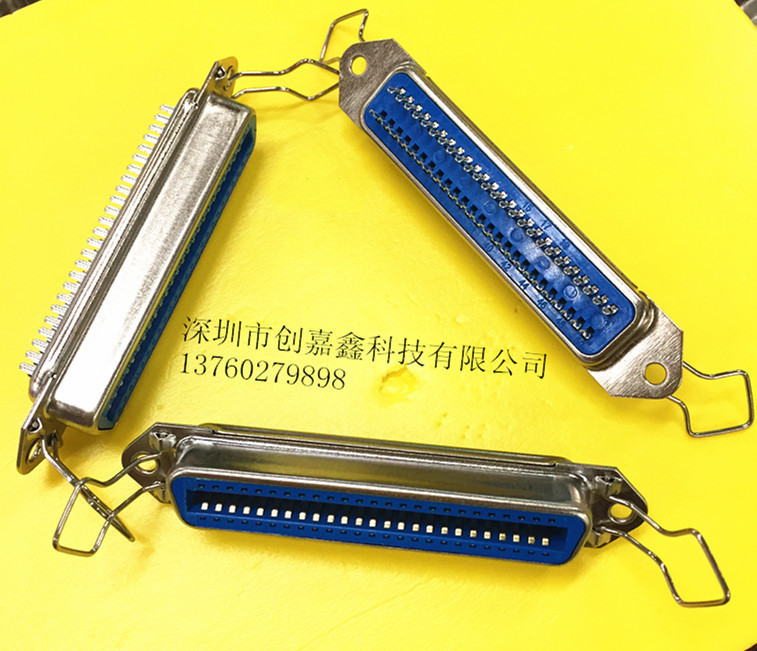 57系列CN-50P母简易焊线式新四附耳打印机接口 50芯槽式180度