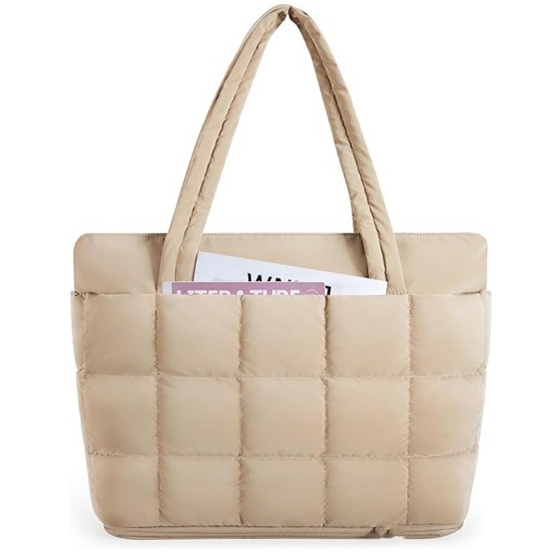 Amazon nuevo bolso tote para mujer bolso expandible bolso de mano esponjoso con cremallera bolso de hombro de viaje