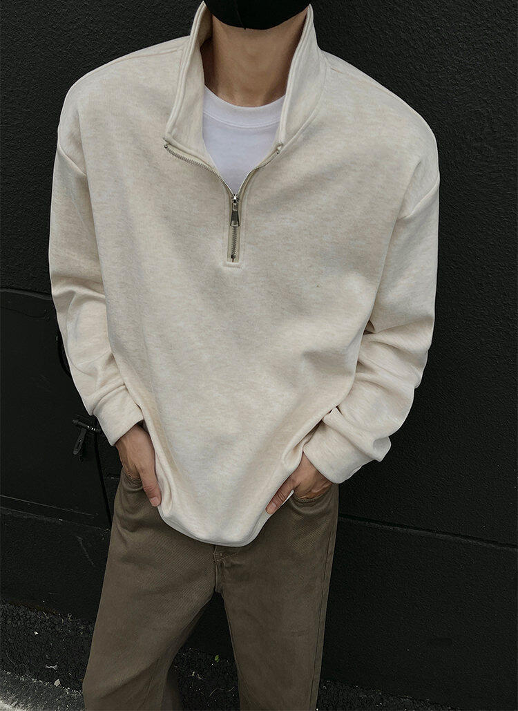 Herr half-zip sweatshirt med fleece i höst och vinter_voghion.com