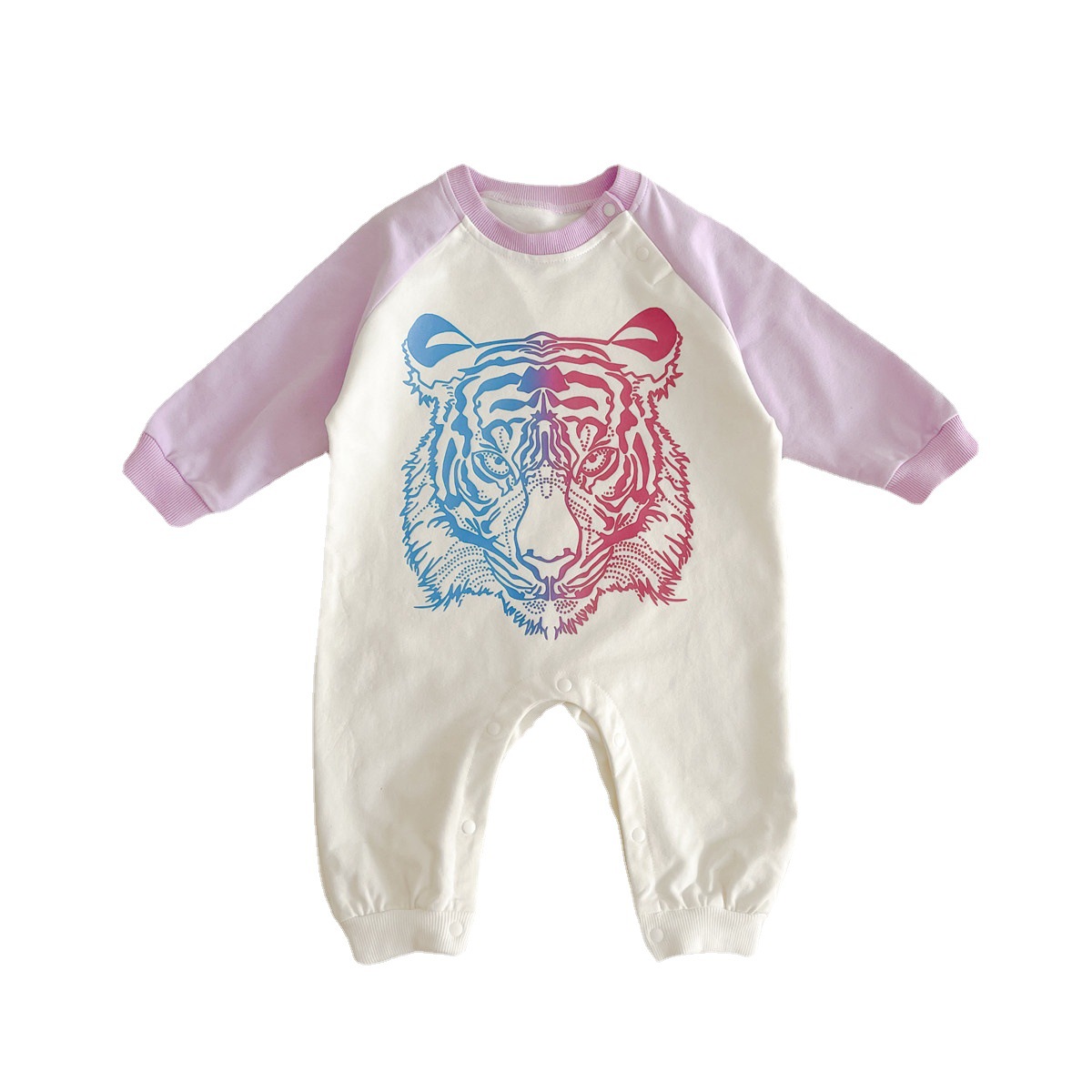 El mono de manga larga de las muchachas de moda del bebé de la primavera 2022 Año del tigre auspicioso mameluco festivo del bebé