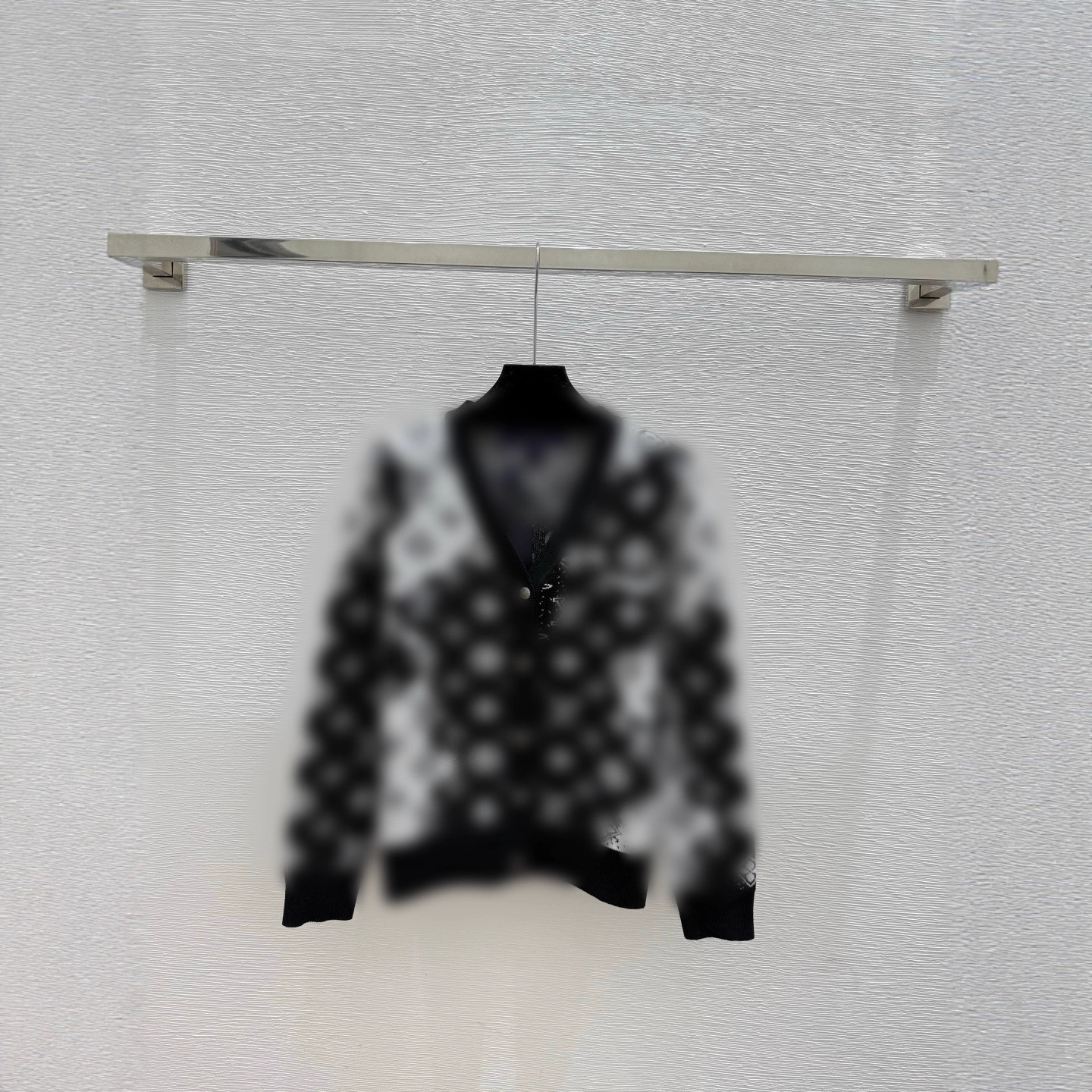 高版本L家25早秋新款撞色零售老花V领长袖羊毛针织开衫上衣女