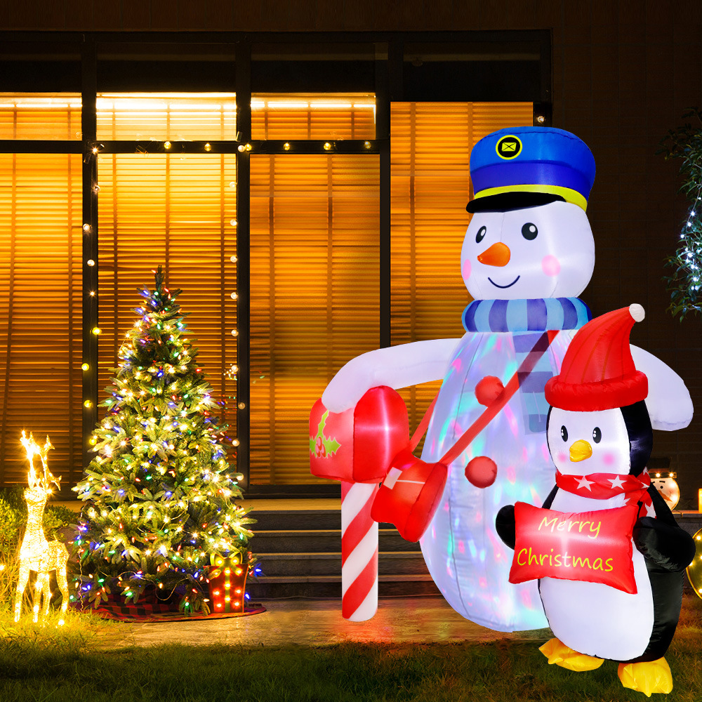 跨境现货圣诞邮局雪人充气  室内外装饰气模 圣诞节装饰好物必备