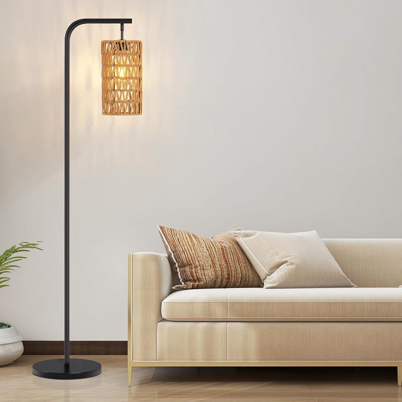 [Cross-Border Hot Style] Modern Simple Style Rattan Floor Lamp Wabi-Sabi Rattan Rope Sofa Study Lamp Bedroom Table Lamp
