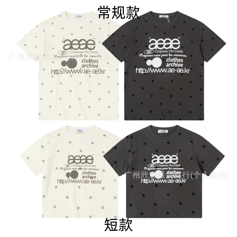 2025 New Aeae Korean Niche Brand Casual Loose Polka Dot T-Shirt