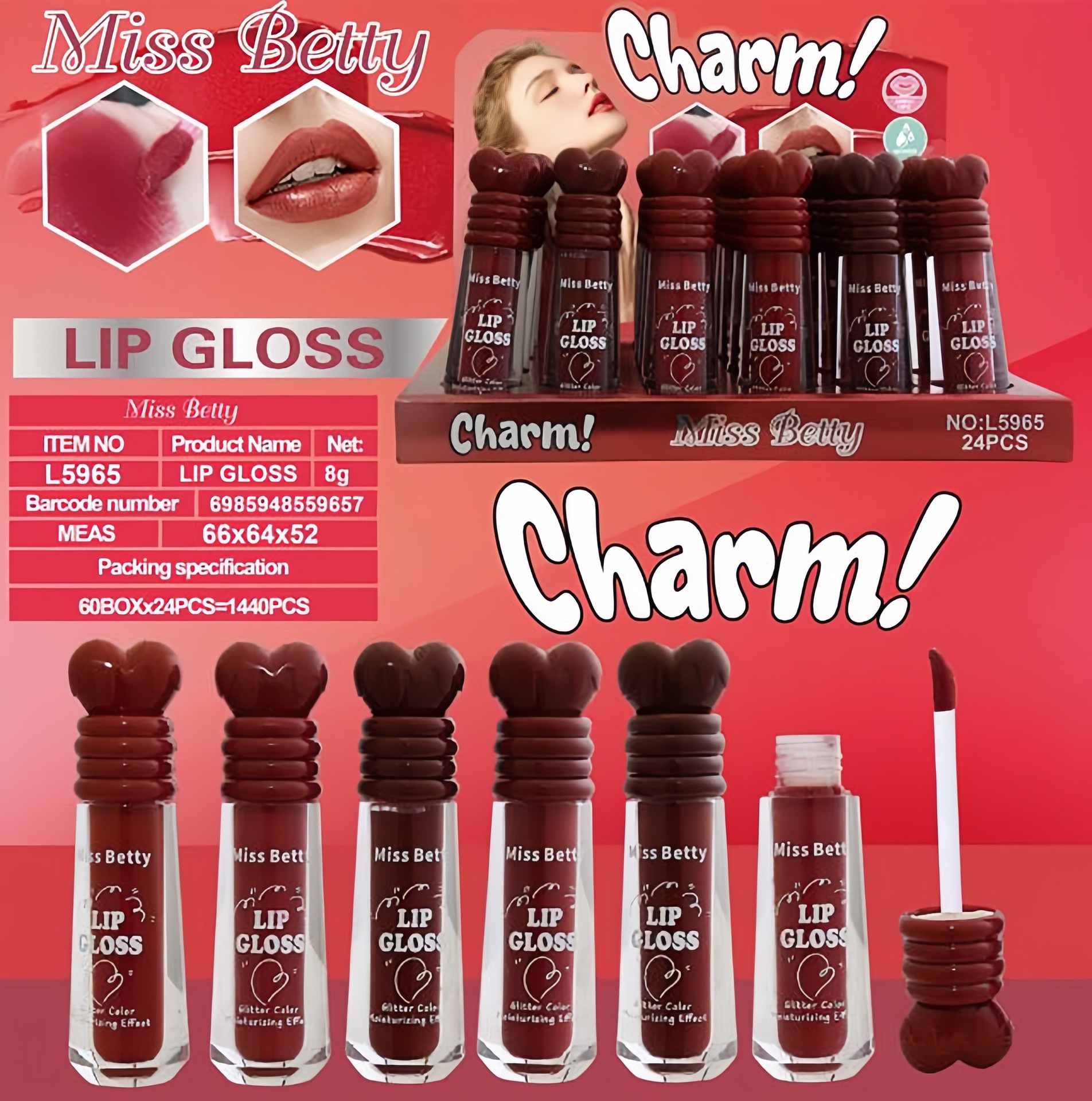Espejo transfronterizo labial miel labial aceite fácil de colorear labios sin taza de lápiz labial humectante