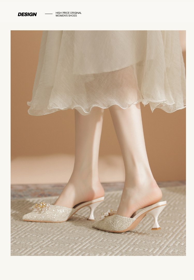 Spring non tiring single shoes, high heels, slim heels, high-end feel, niche design feel, and toe sandals for women_voghion.com