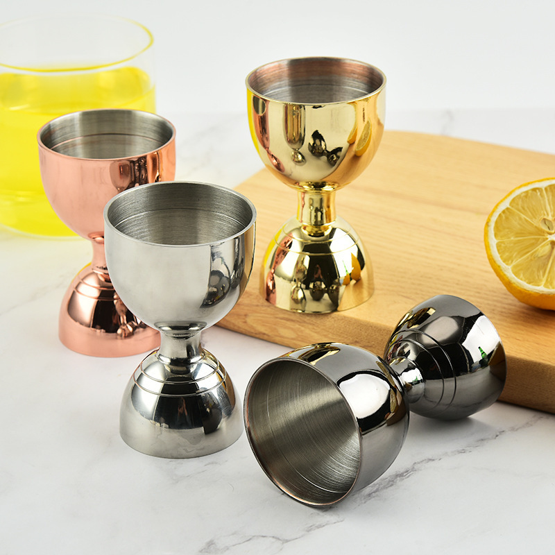 Bar jigger stainless steel scaled