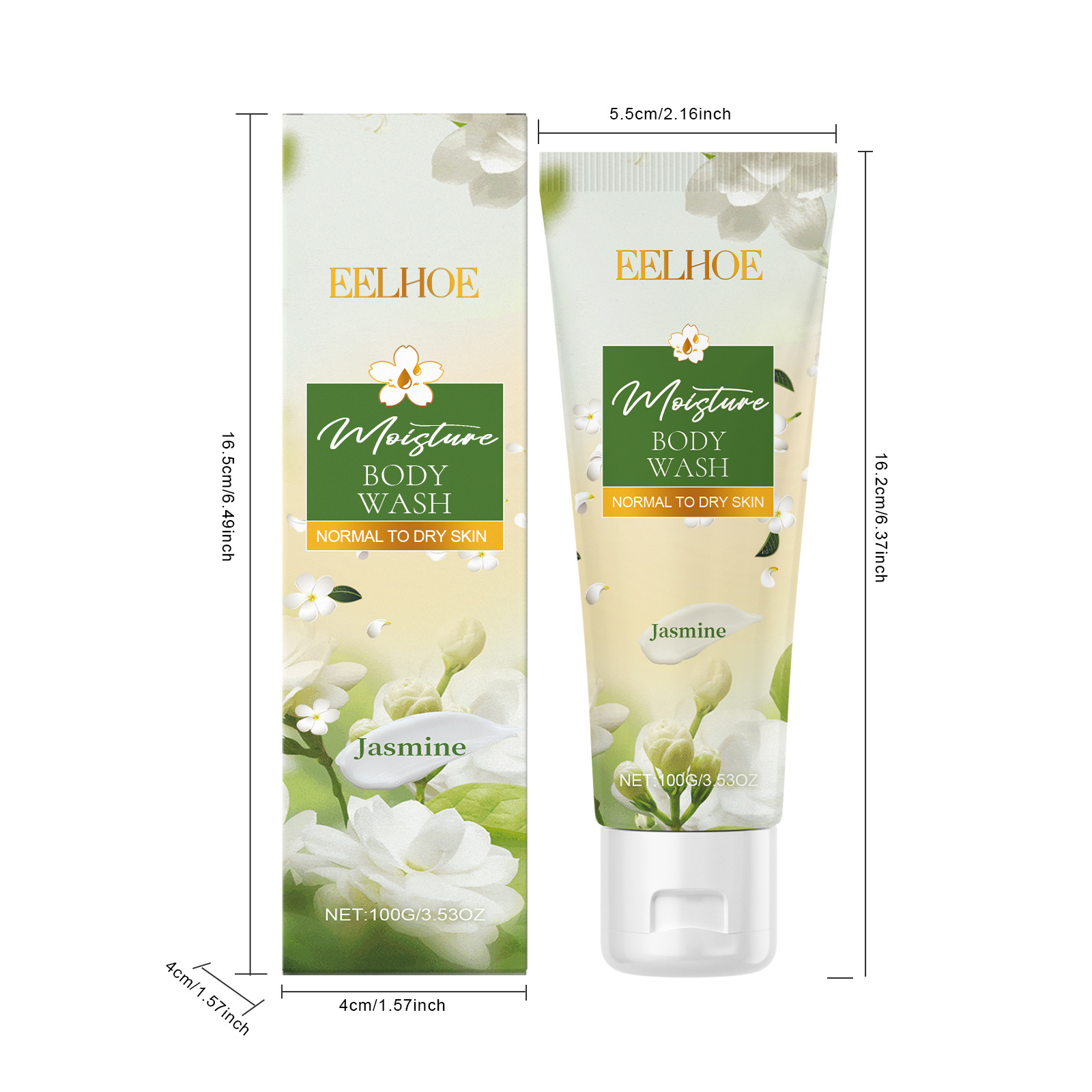 Jasmine hidratantni pomlađujući gel za tuširanje, nježno čišćenje kože tijela, glatki hidratantni mirisni gel za tuširanje_voghion.com