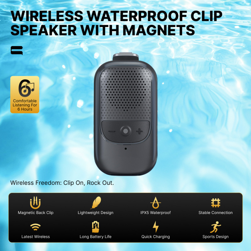 2025 新しいアウトドアスポーツラベリアポータブル防水 Bluetooth 小型スピーカーサウンド、内蔵マイク、本物|undefined