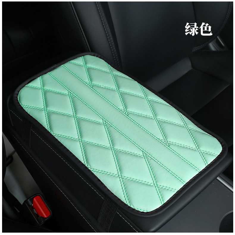 Car Armrest Box Pad Quilted Leather Center Console Protector