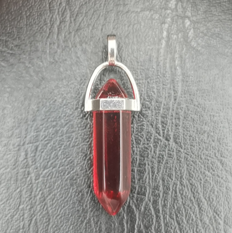 Cristal natural ágata columna hexagonal colgante diamante bala collar al por mayor cuarzo punto colgante