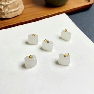 Jin Yu Tang Fashion Hetian Jade Suet White Jade Small Sugar Pendant 18K Gold Inlay Old Material Exquisite and Delicate
