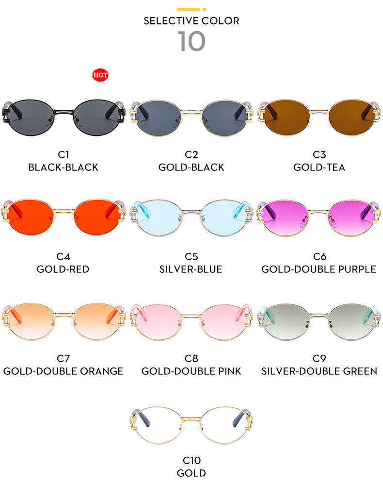 Retro Color Block Ac Round Frame Patchwork Full Frame Women's Sunglasses display picture 9