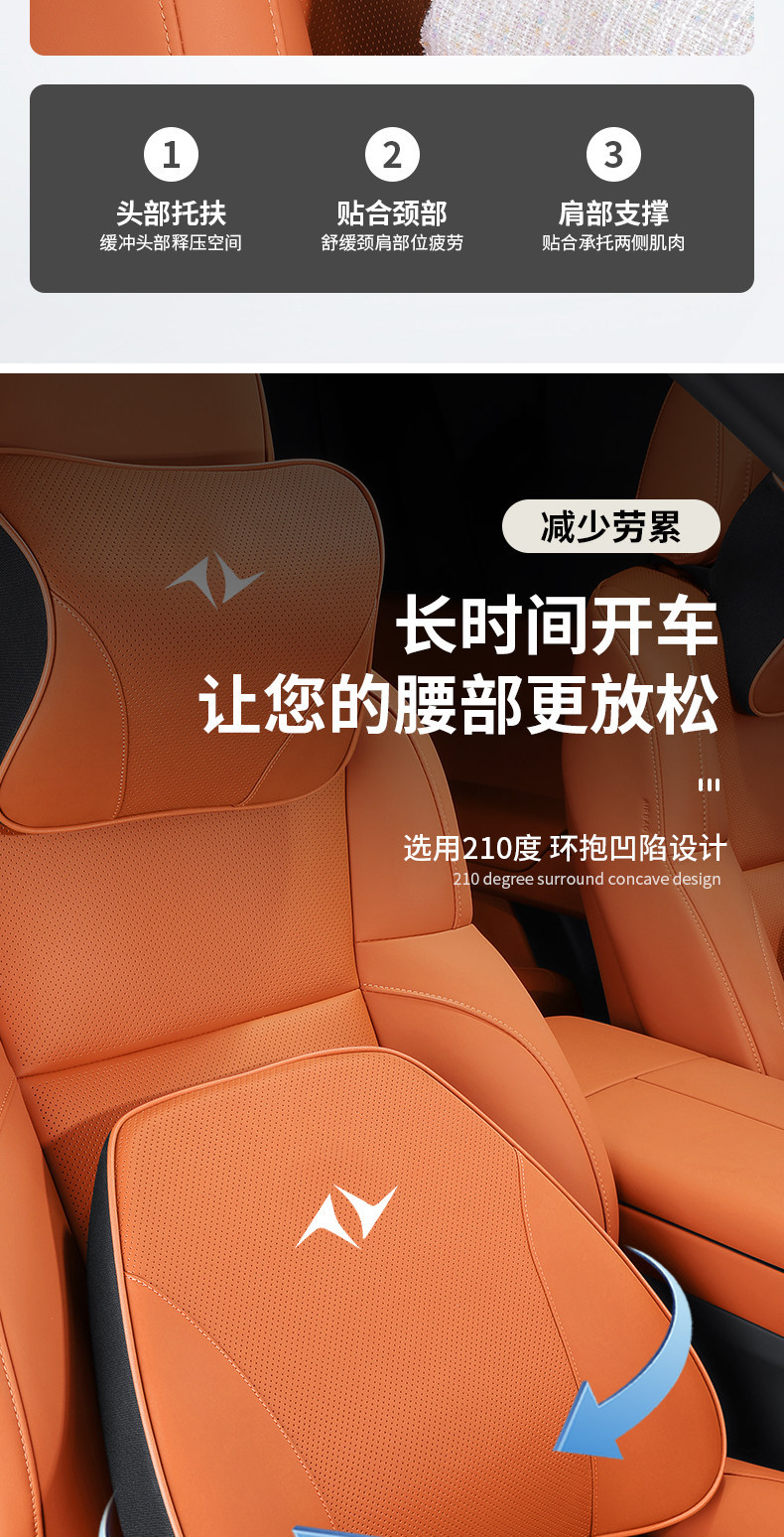 Grf Dongfeng Headrest Lumbar Support Neck Pillow Seat Memory Foam Yipai 007 008 Eπ Car Leather Breathable