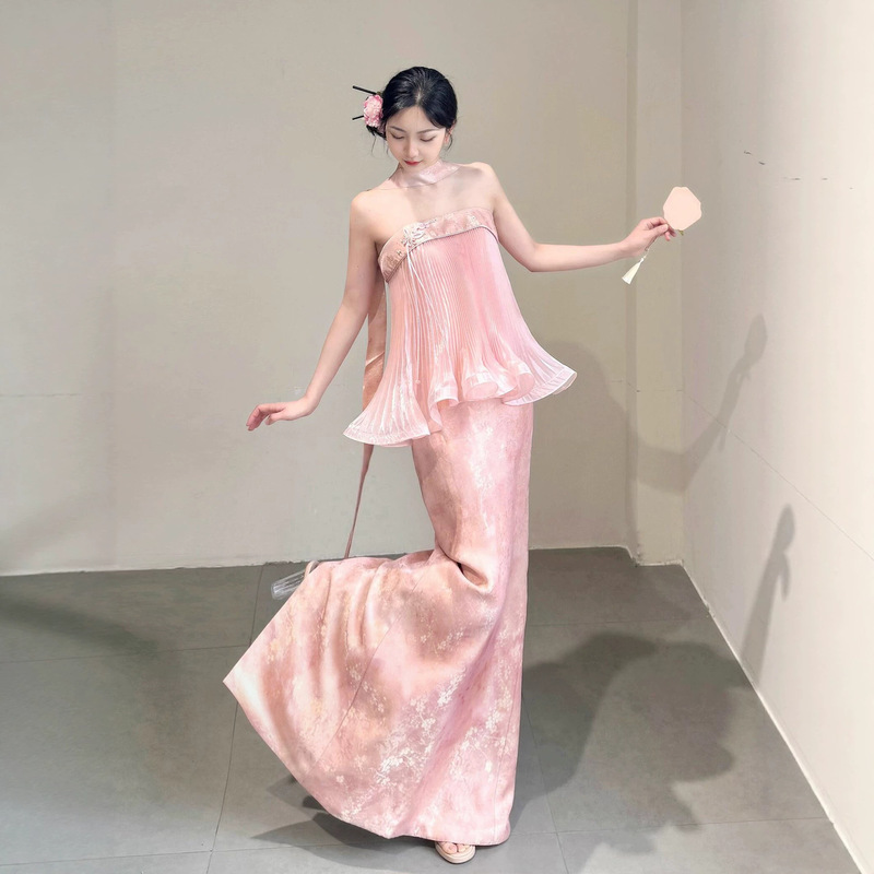 Pink Sweet Strapless Morning Gown for Women, 2026 New Bridal Engagement Wedding Toast Dress, Simple and Lightweight Homecoming Dress Pink Sweet Strapless Morning Gown for Women, 2026 New Bridal Engagement Wedding Toast Dress, Simple and Lightweight Homecoming Dress