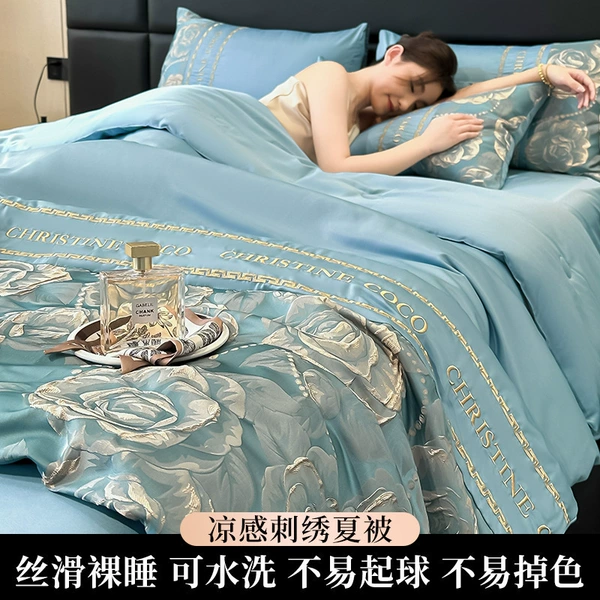 Spring Collection Summer Quilt-Rose-Light Stone Blue