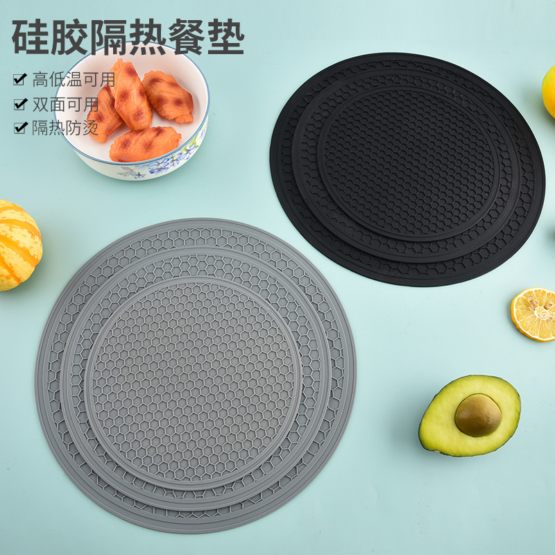 실리콘 전자레인지 매트, 벌집 매트, 다기능 원형 단열 플레이스매트, 테이블 매트, 주방 접시 매트, 화상 방지 캐서롤 매트