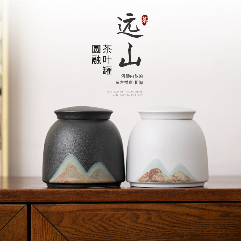 Глазурованная роспись цветного Юаньшань круглый чайный горшок ручная роспись домашнего резервуара для хранения чая Pu'er влагостойкие герметичные чайные банки