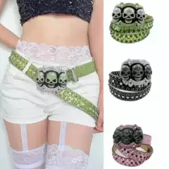 New Cross-border Rhinestone Skull Belt Trendy Hip Hop Punk Street Rock Style Unisex