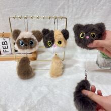 可爱尾巴挂件坐姿掌中宝小灰猫可爱暹罗猫毛绒玩具公仔玩偶钥匙扣