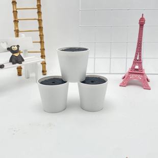 White Plastic Flower Pot with Cover Floor-Standing Simple Green Plant Flower Arrangement DIY Courtyard Artificial Flower Decorative Round Pot