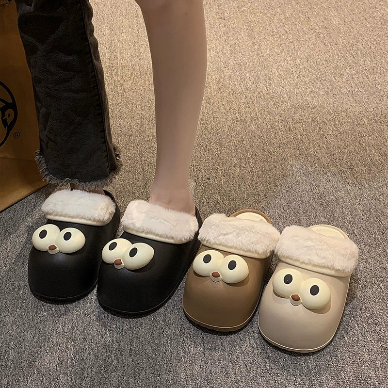 Съемные хлопчатобумажные тапочки Съемные нескользящие водонепроницаемые и бархатные теплые 2023 новые осенние и зимние хлопчатобумажные тапочки для пар