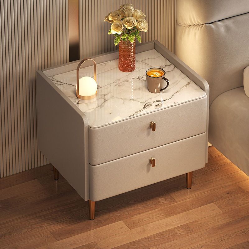 Bedside Table 2025 New Model Slate Light Luxury High-End Modern Minimalist Bedroom Home Use Solid Wood Small Bedside Cabinet