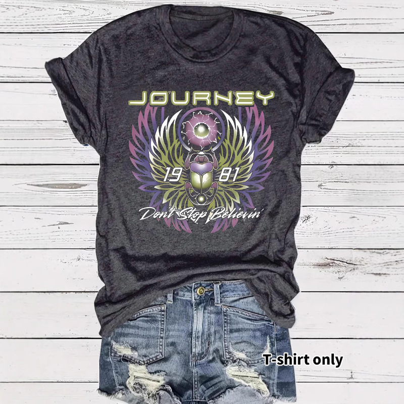 Music Festival t Rock Heritage James Don'T Stop Believin' 1981 Printed Short-Sleeved Women's T-Shirt