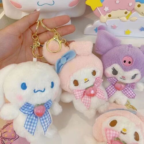 Cute and cute Kuromi Cinnamon Dog Melody Plush Doll Keychain Pendant Student Girl Schoolbag Keychain