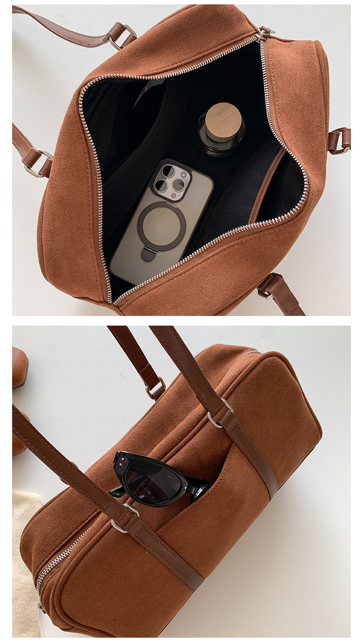 2024 suede autumn edition versatile shoulder bag, women's high-end sense, large capacity commuting plush bag_voghion.com