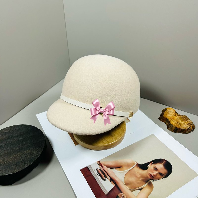 凯旋门金标小沿礼帽女士秋冬时尚羊毛呢帽子英伦复古百搭爵士帽潮|undefined