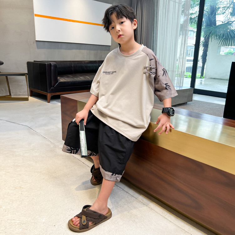 Set di magliette estive a maniche corte per ragazzi 2024 Nuovo stile cinese, comode, delicate sulla pelle, in morbido cotone puro_voghion.com