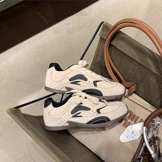 Su Yinyin Same South Korea Trainee ~ Color-matching Lace-up Increase Casual Sports German Training Shoes Women Forrest Gump Shoes Women