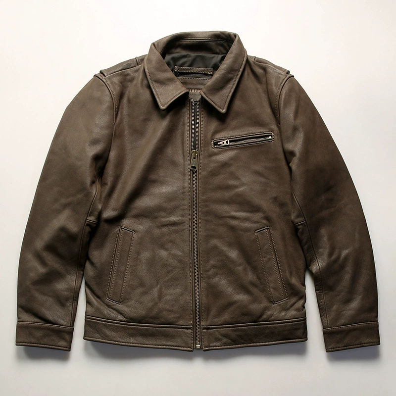 Retro matte leather jacket, American style, genuine leather