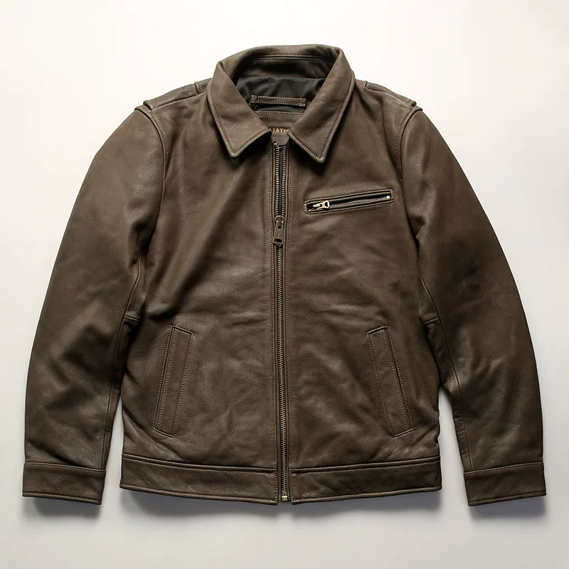 Retro matte leather jacket, American style, genuine leather