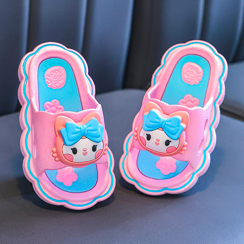Sandalias para niños de verano antideslizante para niñas de fondo suave interior para niños niñas baño bebé lindo zapatillas de dibujos animados