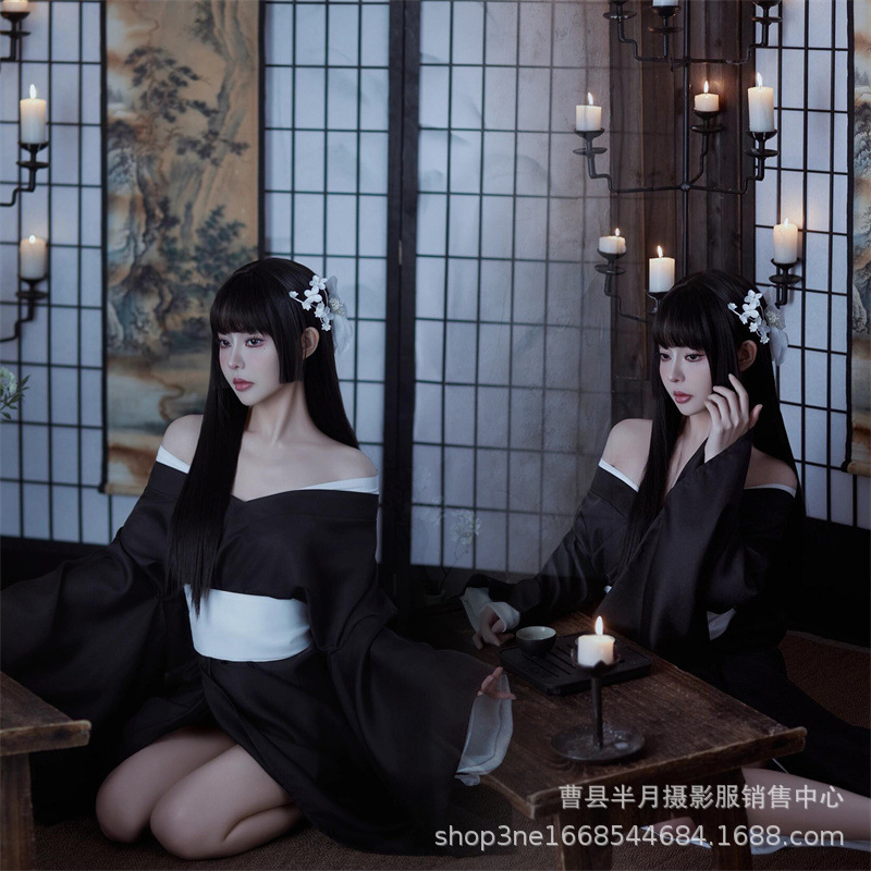 Japanese-Style Kimono for Women, Improved Version, Japanese-Style Yukata Photo Dress, Girl's Kimono, Full Set for Role-Playing