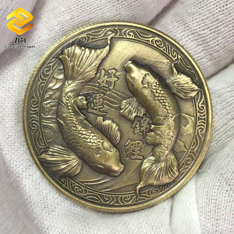 中国風の鯉記念メダル幸運コイン外国貿易記念コイン金属バッジブローチコイン|undefined