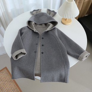 Children's Wool Coat Girls' Boys' Double-Sided Wool Coat Autumn and Winter New Baby's Wool Wool Coat Western Style Thickened