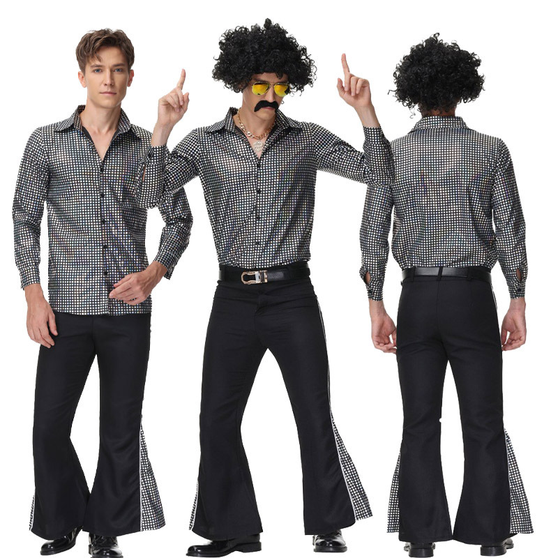 Halloween Retro 70S Disco Hippie Hip-Hop Singer Cosplay Masquerade Performance Costume
