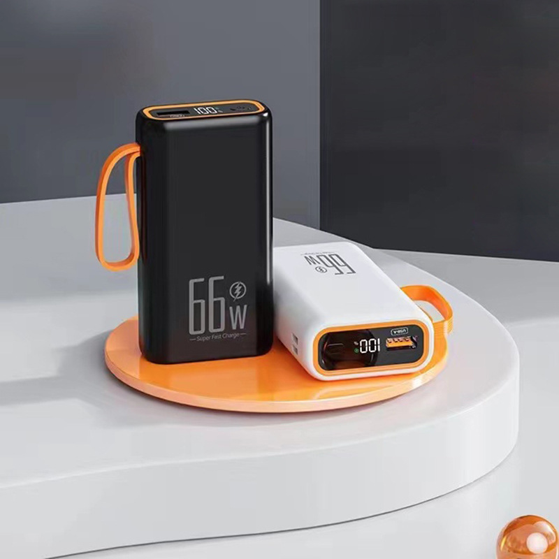 Cuerdas de transporte portátiles para viajes al aire libre, fuente de alimentación portátil compacta y portátil de alta capacidad, 66w, cable de carga rápida, aplicable