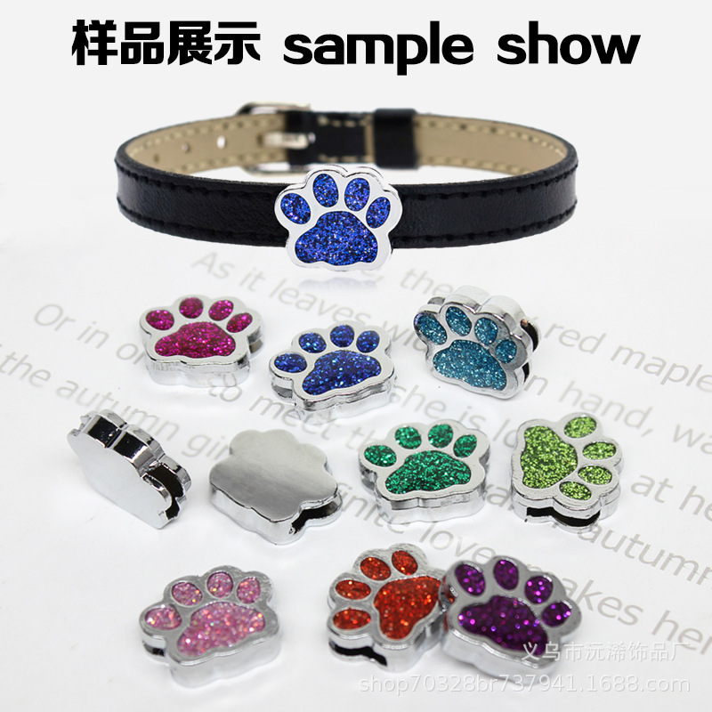 8mm bright pink dog footprints wearing belt diy jewelry accessories personalized pet collar belt metal footprints accessories 8mm bright pink dog footprints wearing belt diy jewelry accessories personalized pet collar belt metal footprints accessories